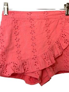Janie and Jack Coral Pink Eyelet Lace Schiffli Embroidery Shorts/Skirt size 12